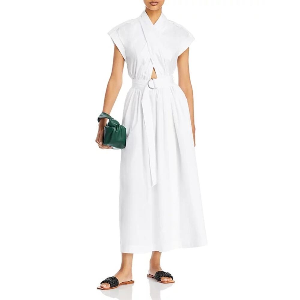 Derek Lam 10 Crosby Celeste Belted Waist Cutout Maxi Dress White Size 2 NWOT - Picture 5 of 13